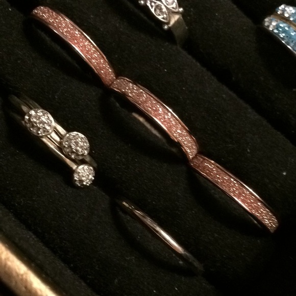 Stack rings in rose gold / rhinestone / gold - Picture 4 of 5